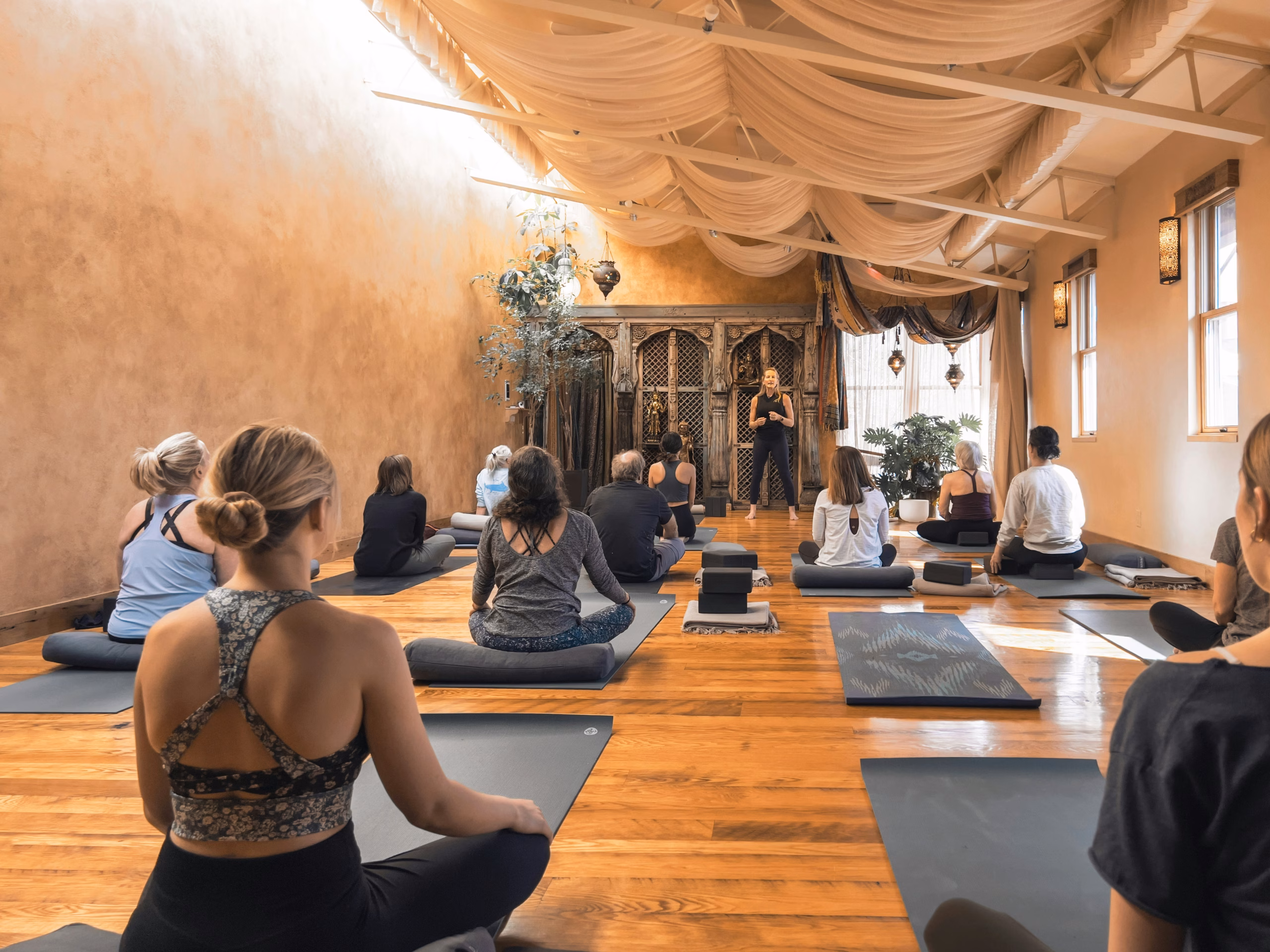 Beautifully decorated yoga studio
