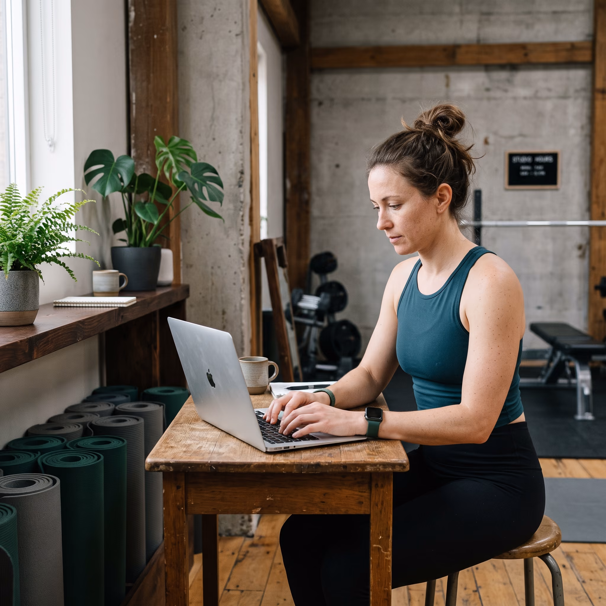 Yoga studio owner working on her local SEO