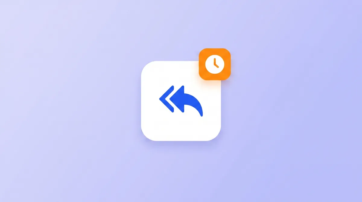 Illustration of an instant reply icon with a clock, representing enquiries answered in minutes