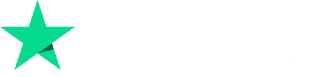 Trustpilot logo with a green star icon to the left of the brand name in white letters.