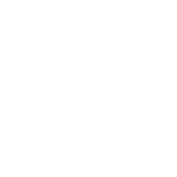 White outline icon of a person wearing glasses behind a laptop.
