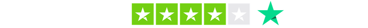 Rating graphic showing four green stars and one white star with the text 'Rated Great Trustpilot' on a black background.