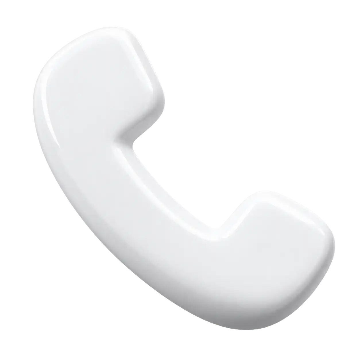 White 3D phone handset icon with a glossy finish.