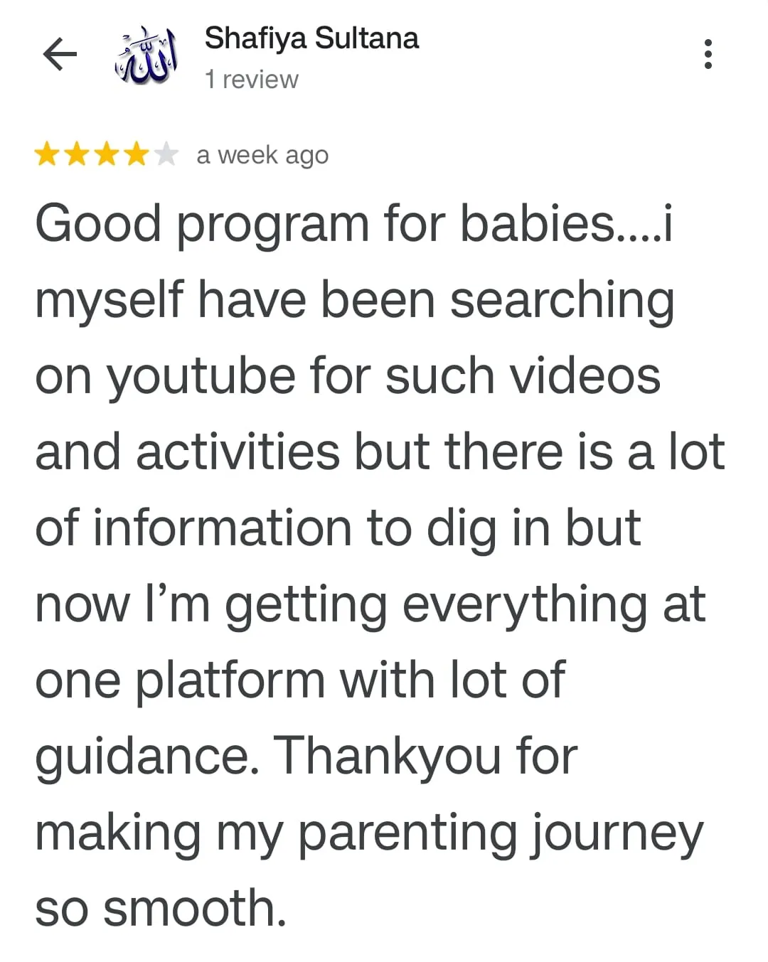 Testimonial from Shafiya Sultana