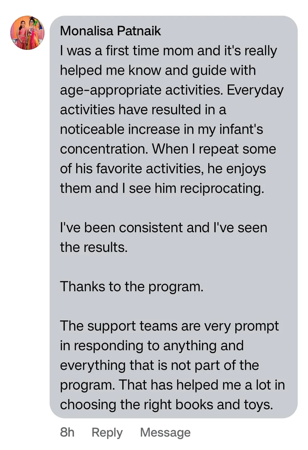Testimonial from Monalisa Patnaik