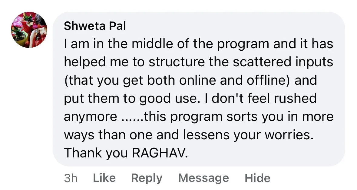 Testimonial from Shweta Pal