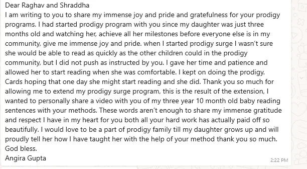 Testimonial from Angira Gupta