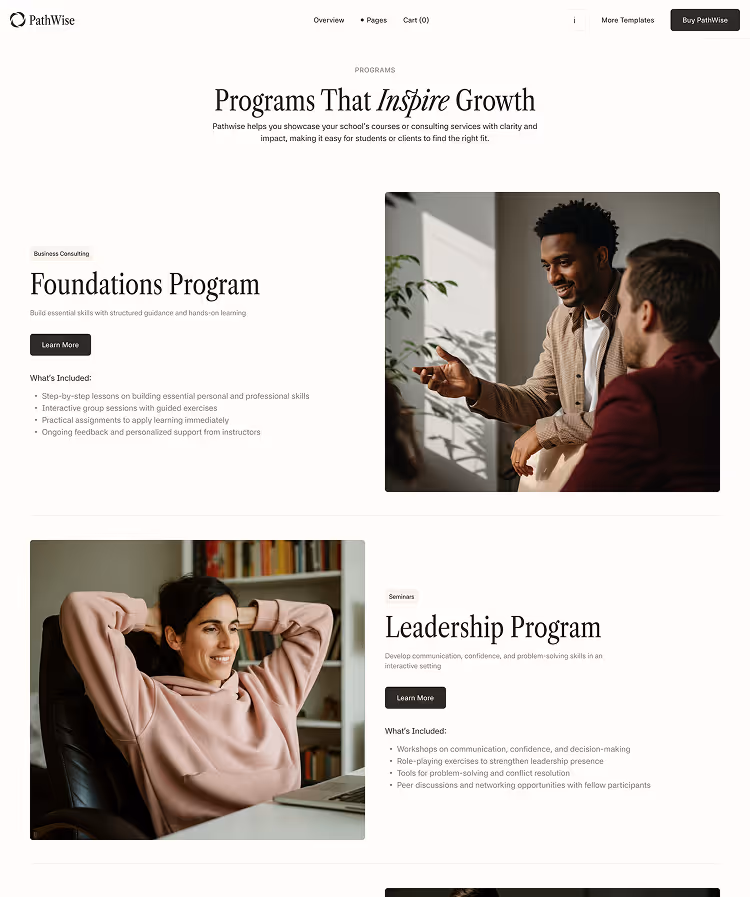 Schools Coaching Webflow template