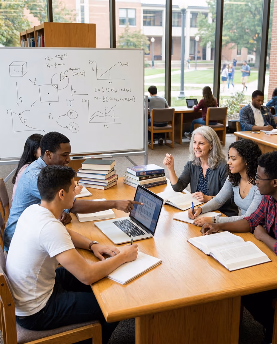 Students studying together at a table