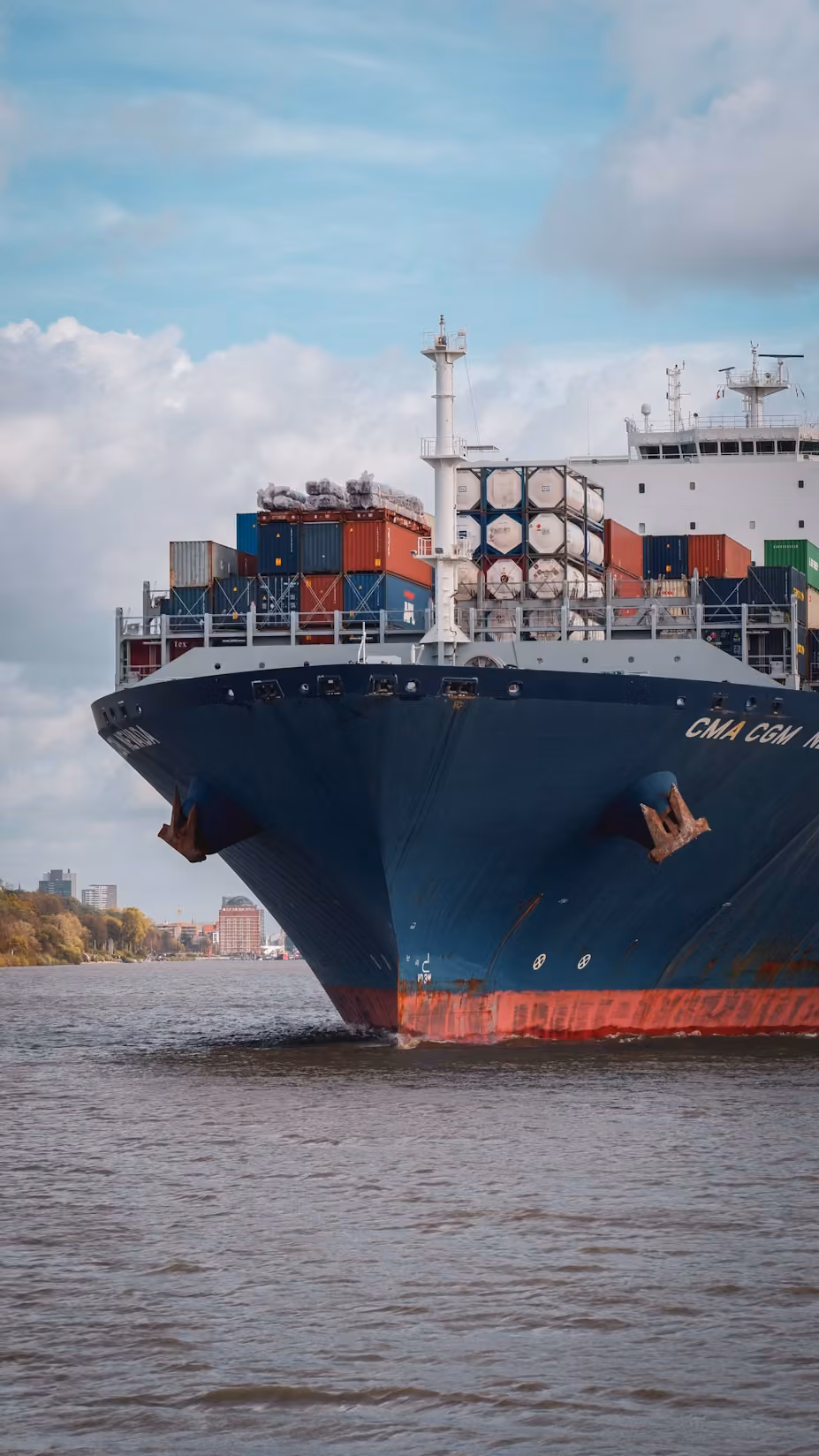 Container ship on water