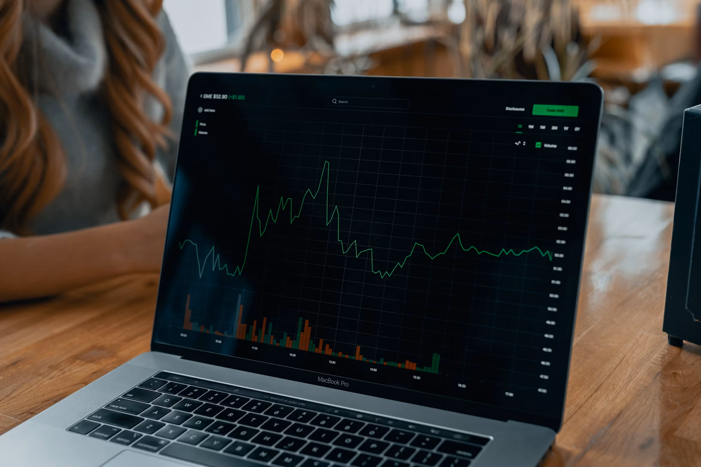 Laptop showing a trading chart
