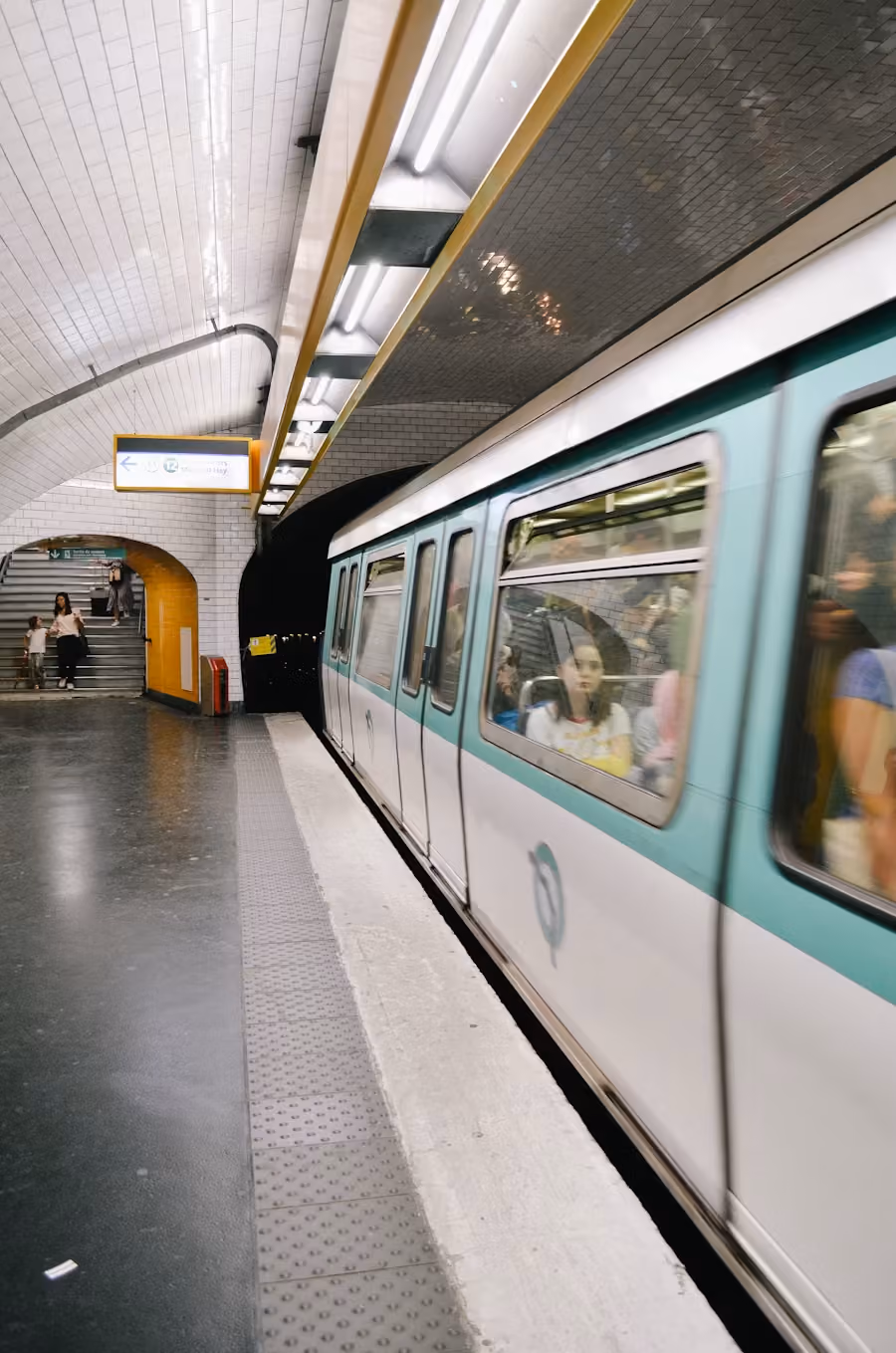 Metro train at a station platform