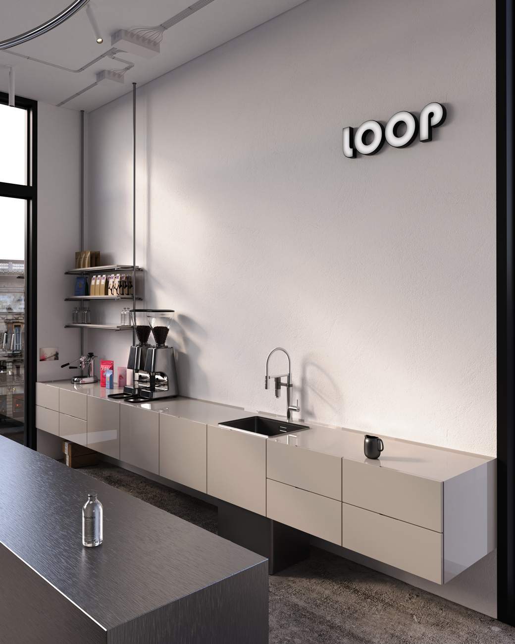 Loop Coffee Shop Interior Design Bar Detail