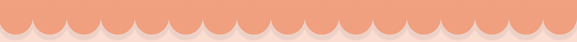 Horizontal row of pink rounded frills with subtle shadow on light background.
