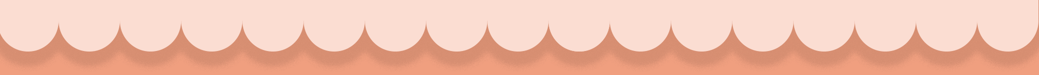 Light pink scalloped frill trim with shadows on a peach-toned background.
