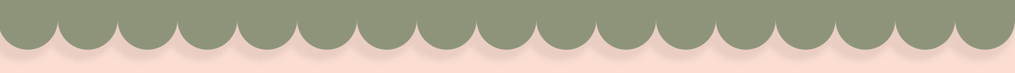 Pattern of repeating dark green semicircles on a light beige background, resembling scalloped trim.