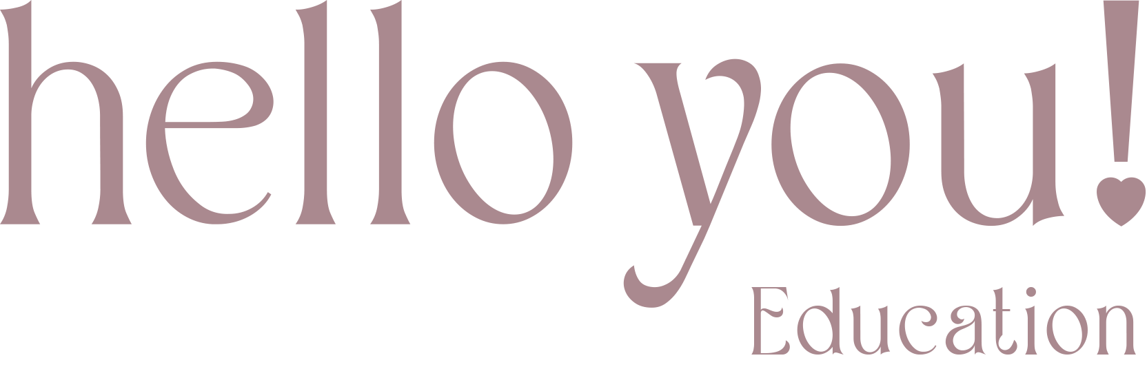 Logo with the words Hello You Education and a stylized apple outline.