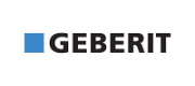 Geberit company logo with blue square and bold black text.