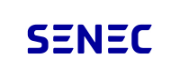 SENEC Firmenlogo mit blauem Schriftzug auf weißem Hintergrund.