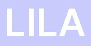 The word 'LILA' in large, bold, white capital letters on a light purple background.
