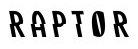 The word 'RAPTOR' written in a stylized black font with varying letter shapes and heights on a white background.