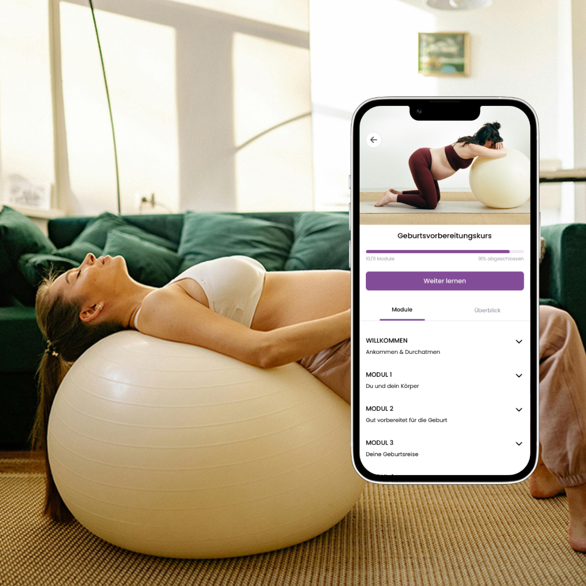 Begleitete Geburtsvorbereitung in der keleya App