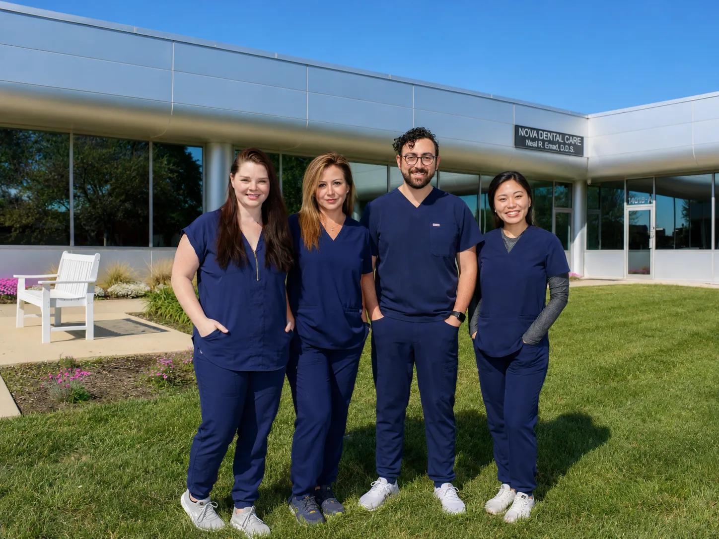 Nova Dental Care team members smiling at the Chantilly dental office