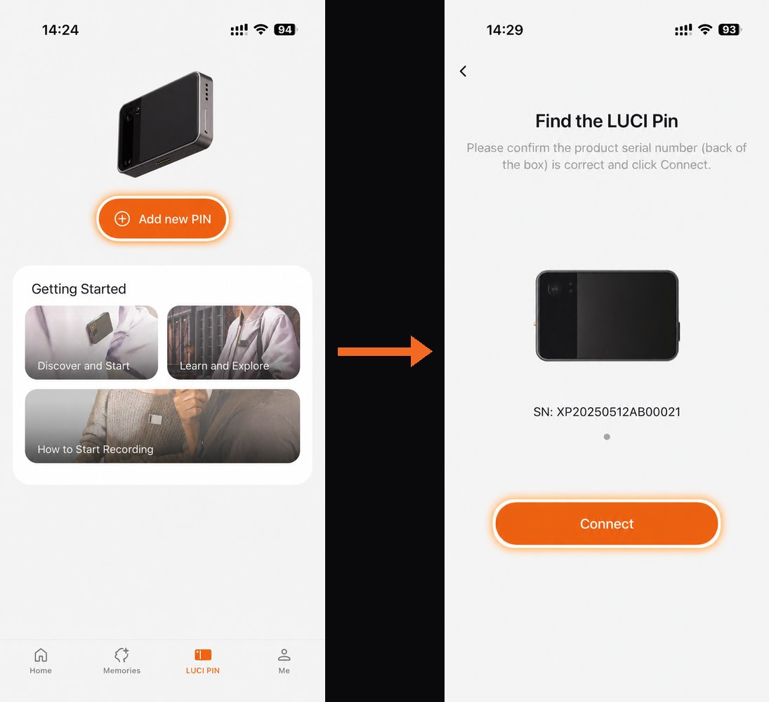 Pairing: tap Add new PIN, then Connect