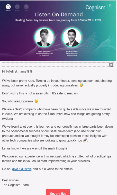 B2B email marketing examples