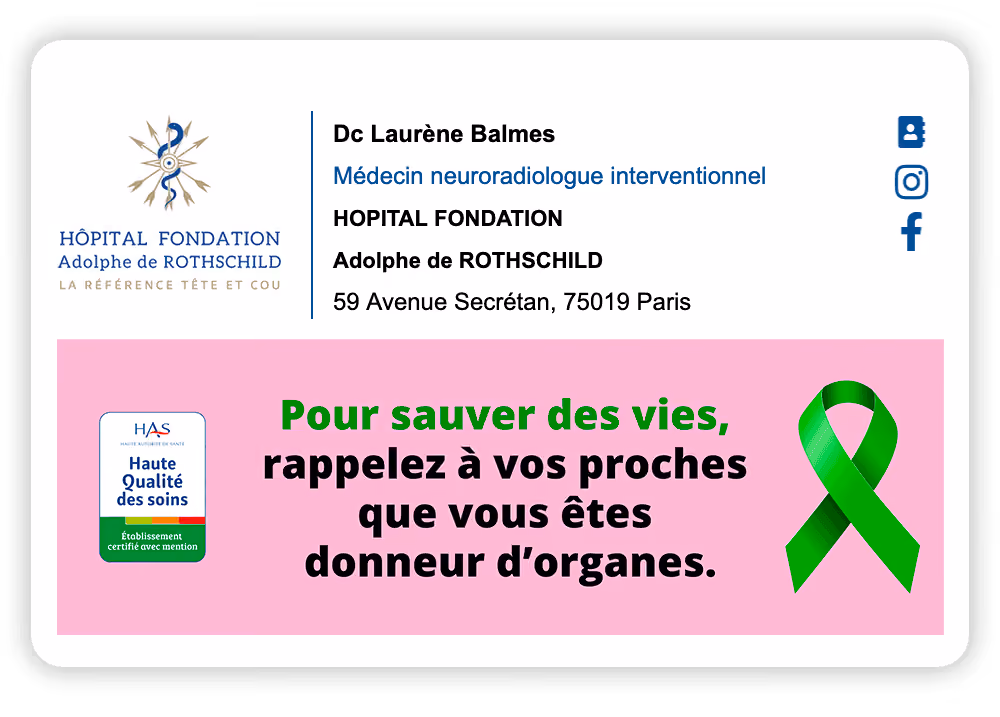 Exemple de signature email pour relayer une communication efficace sur les grands causes de santé grâce à Sigilium