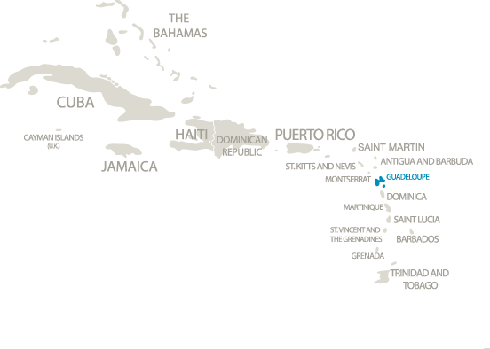Karte mit karibischen Inseln wie Kuba, Jamaika, Jamaika, Haiti, Puerto Rico und den umliegenden kleinen Inseln.