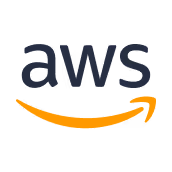 AWS logo with black letters and an orange arrow pointing right.