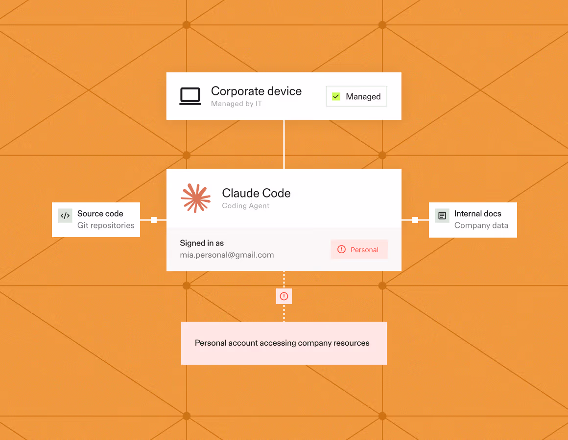 Noma flags Claude Code on a managed device signed in with a personal account accessing company resources