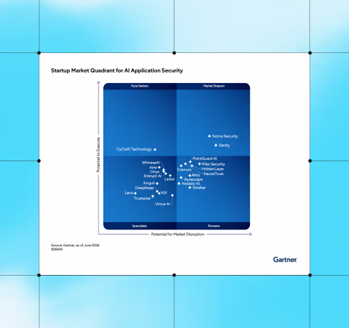 Gartner Startup Market Quadrant for AI Application Security with Noma Security in the Market Shapers quadrant