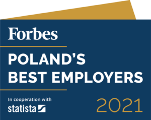 Forbes Poland's Best Employers 2021 badge, in cooperation with Statista