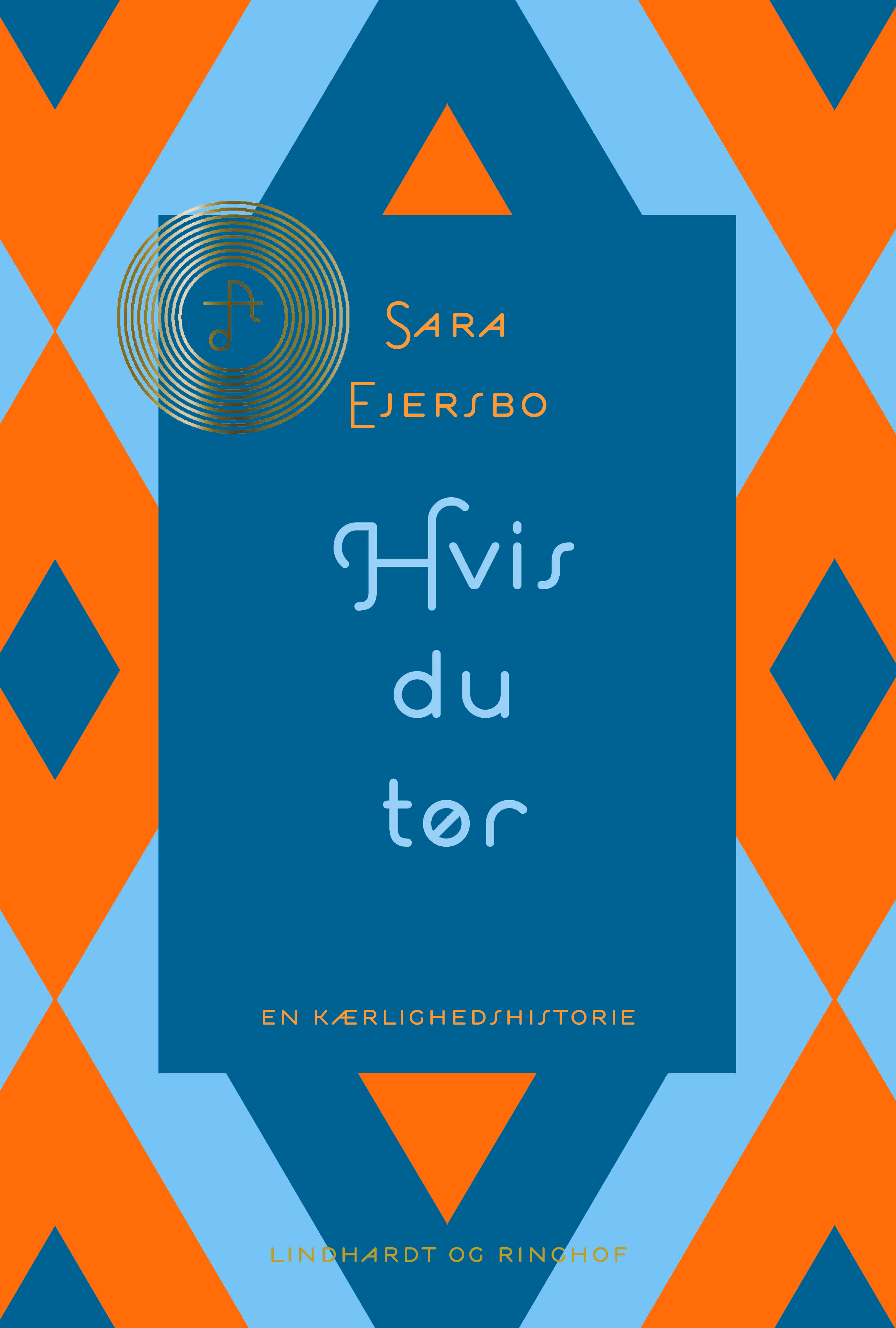 Book cover with geometric pattern and text showing title 'Hvis du tør' by Sara Ejersbo.