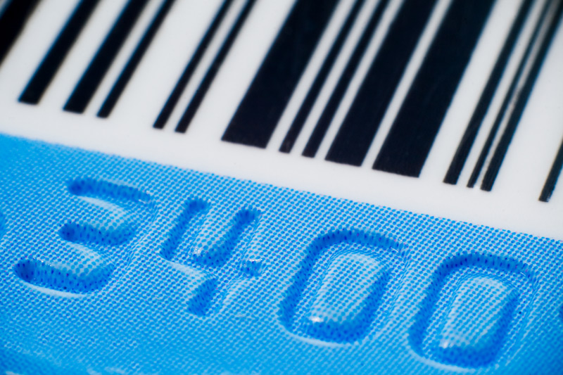 number embossing on a plastic card