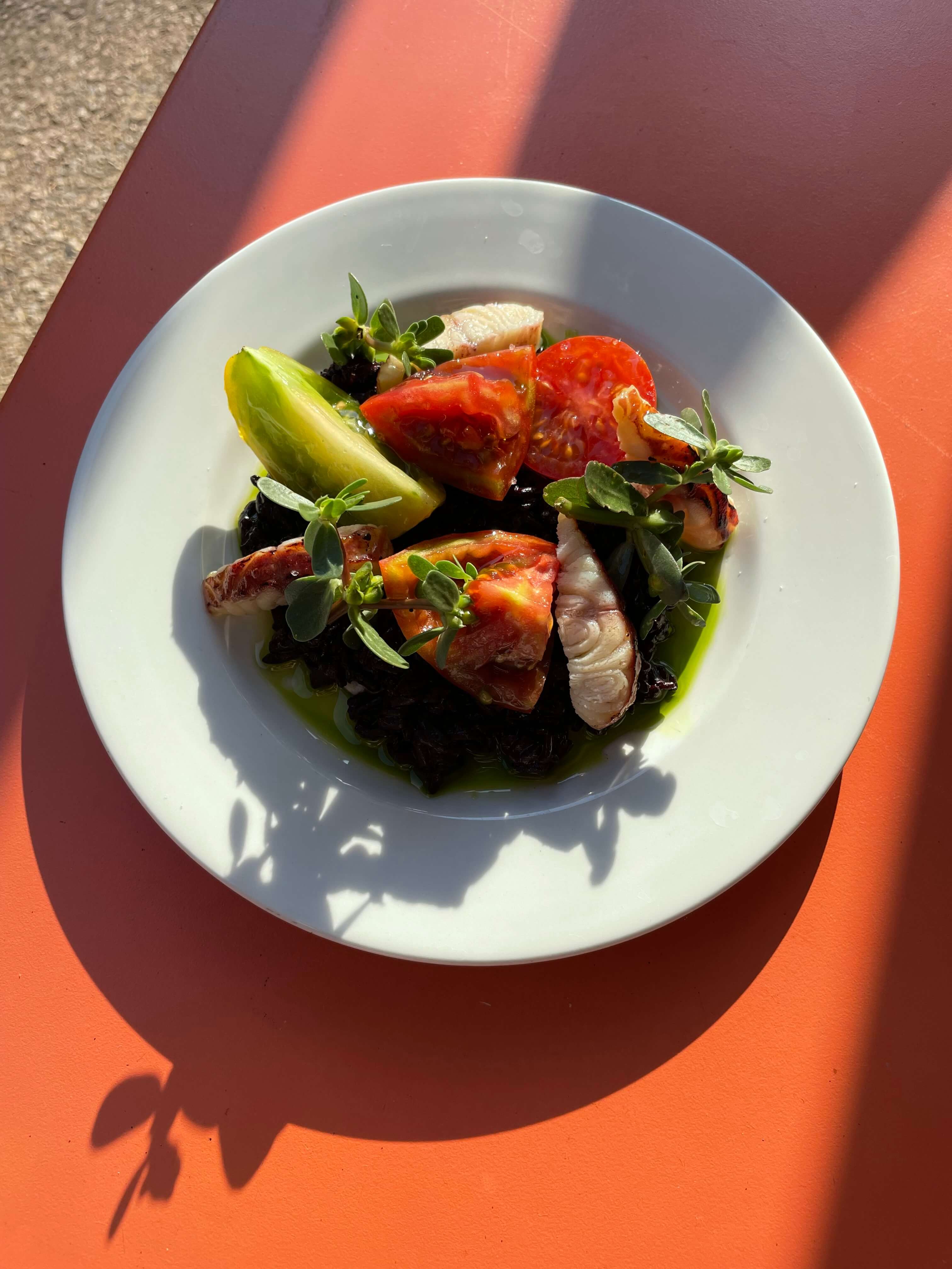 Un assiette méditerranéenne a l'hotel Voltaire Arles