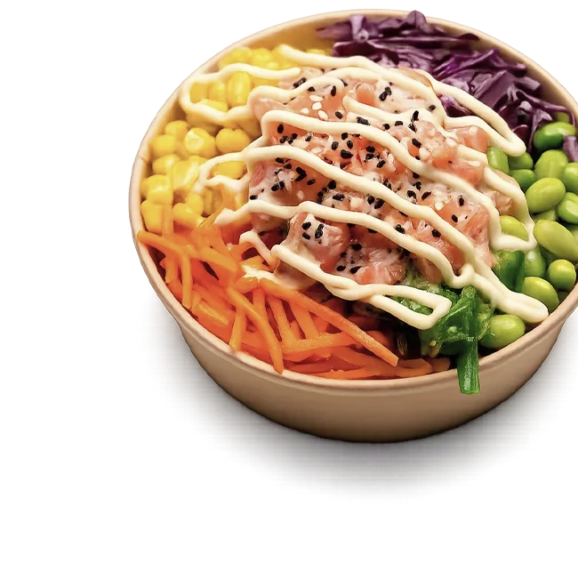 Een afbeelding van een pokebowl met zalm.