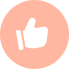 White thumbs-up icon inside a peach circle.