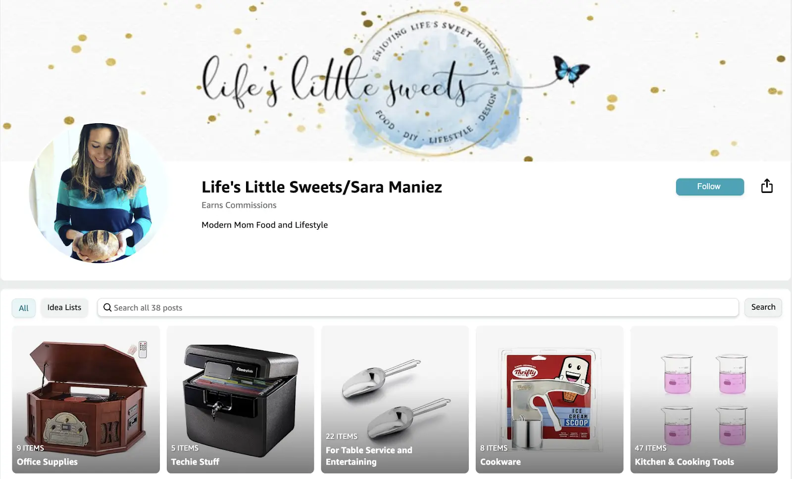 example of Amazon influencer storefront