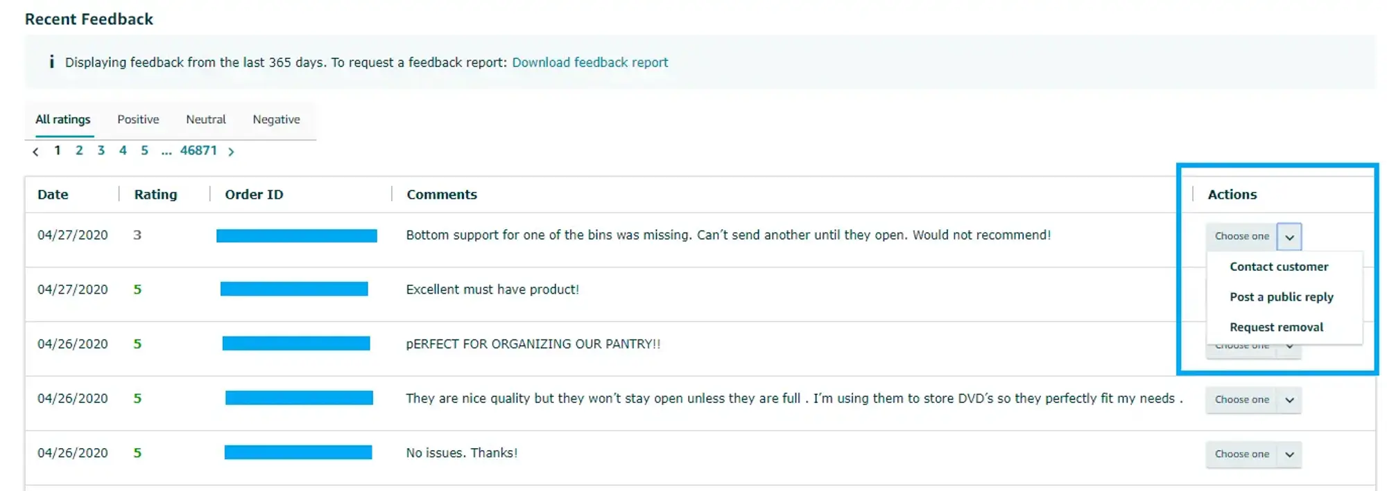 contact customers to remove  their negative feedback