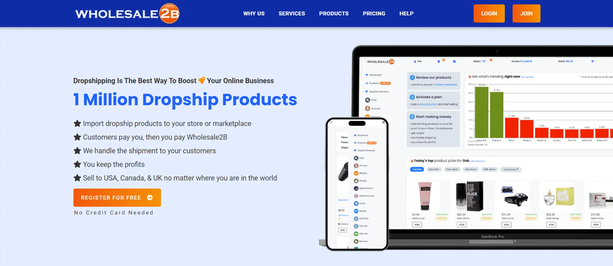 wholesale2b landing page