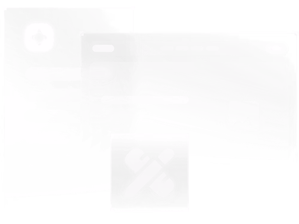 Product graphics illustration with UI cards and design icons