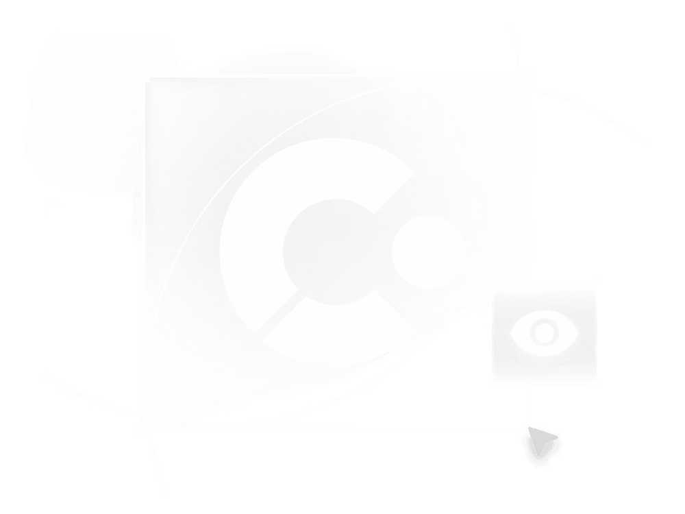 Brand design illustration showing the Curio logo mark in a design editor