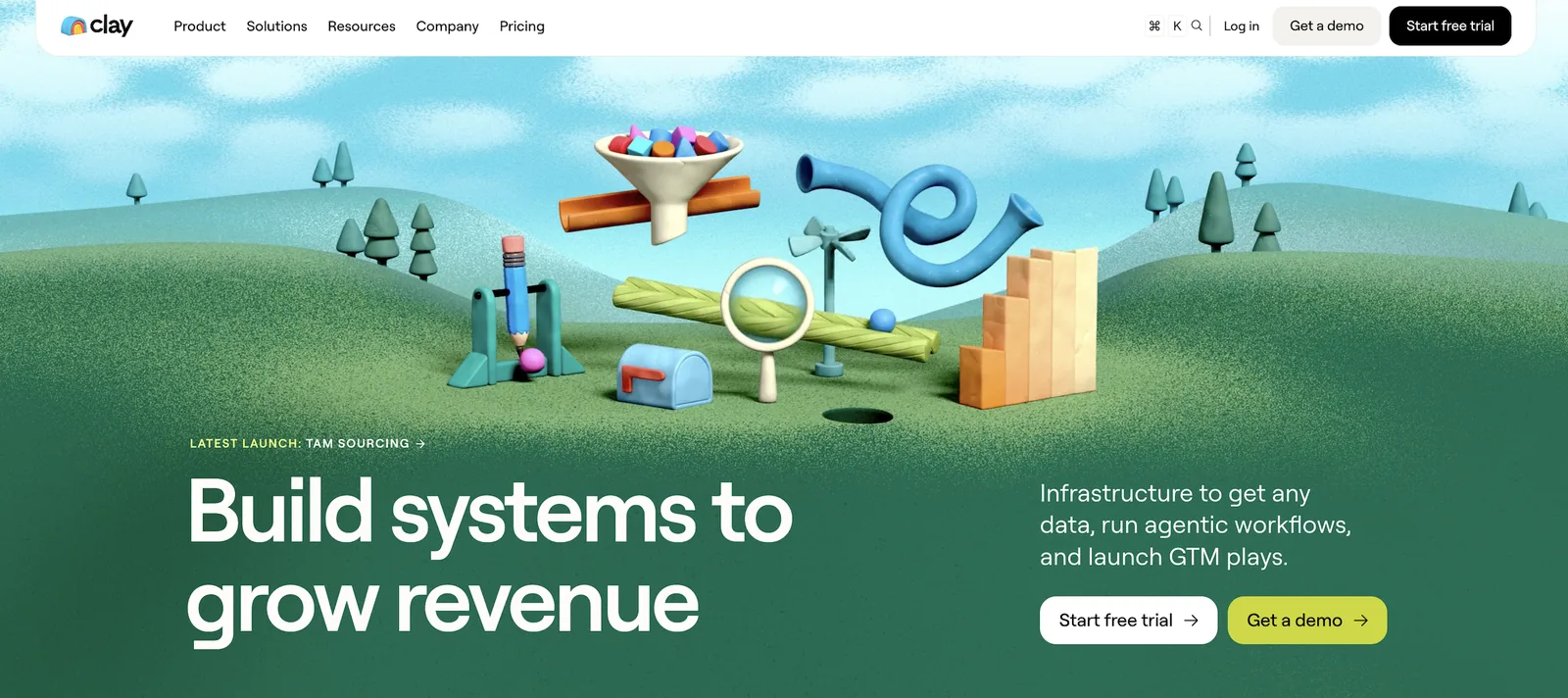 Clay homepage demonstrating product capability through the on-site experience