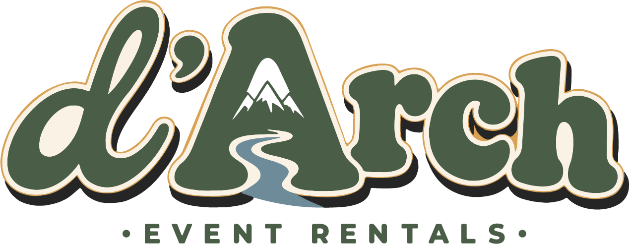 d'Arch Event Rentals logo for wedding and event arch rentals in Summit County, Colorado.