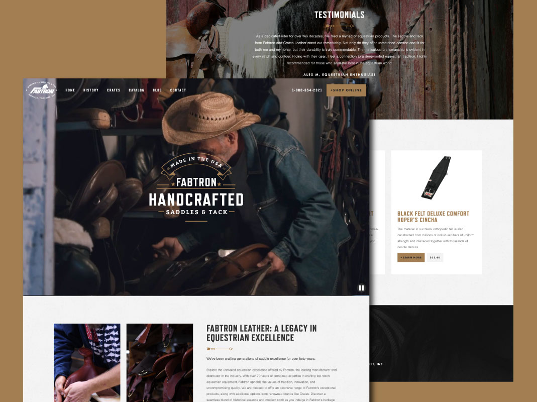 Handcrafted saddle and tack maker website for Fabtron, designed by 42nd Street