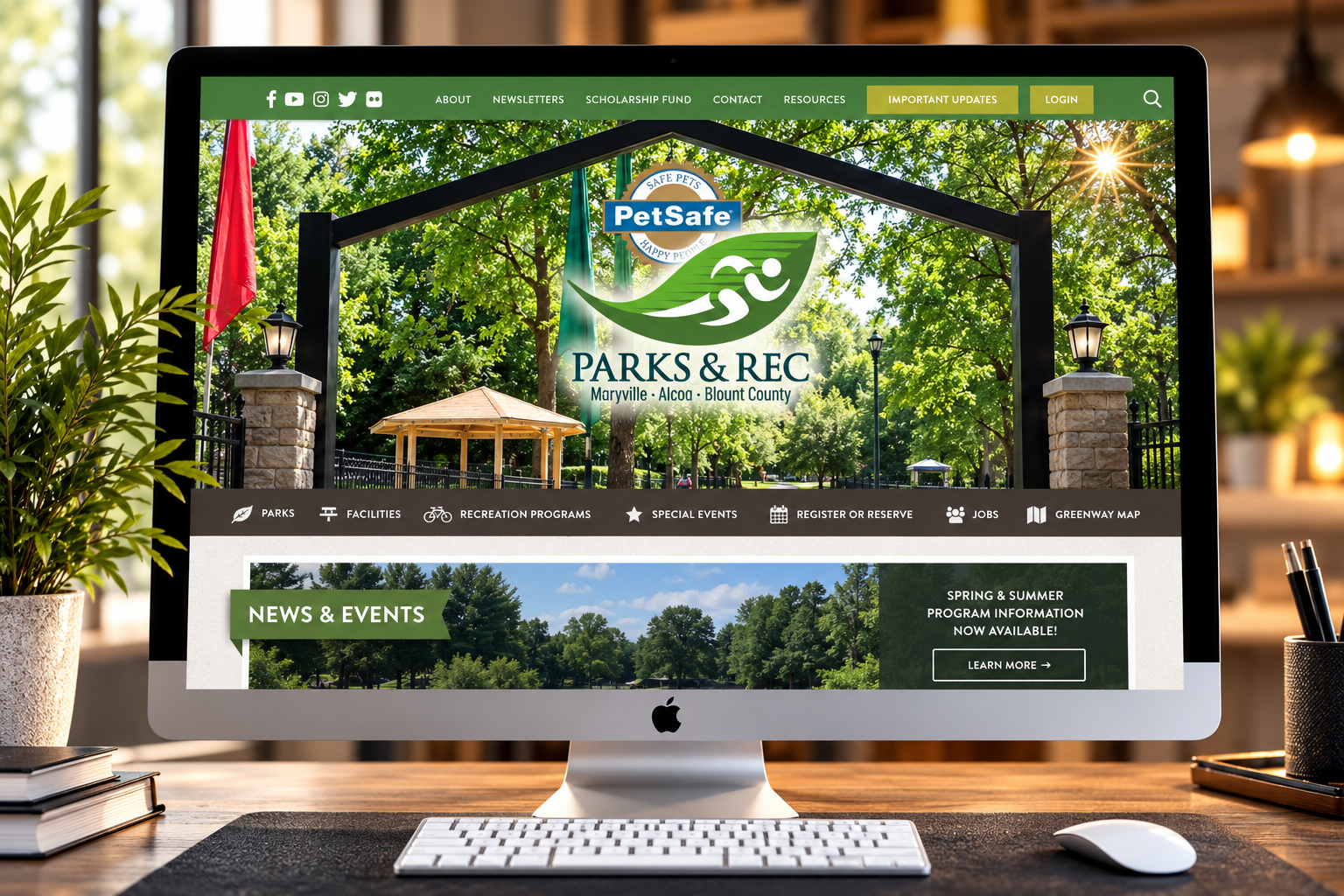 Municipal parks and recreation website with program registration for Maryville-Alcoa-Blount County Parks & Rec, designed by 42nd Street