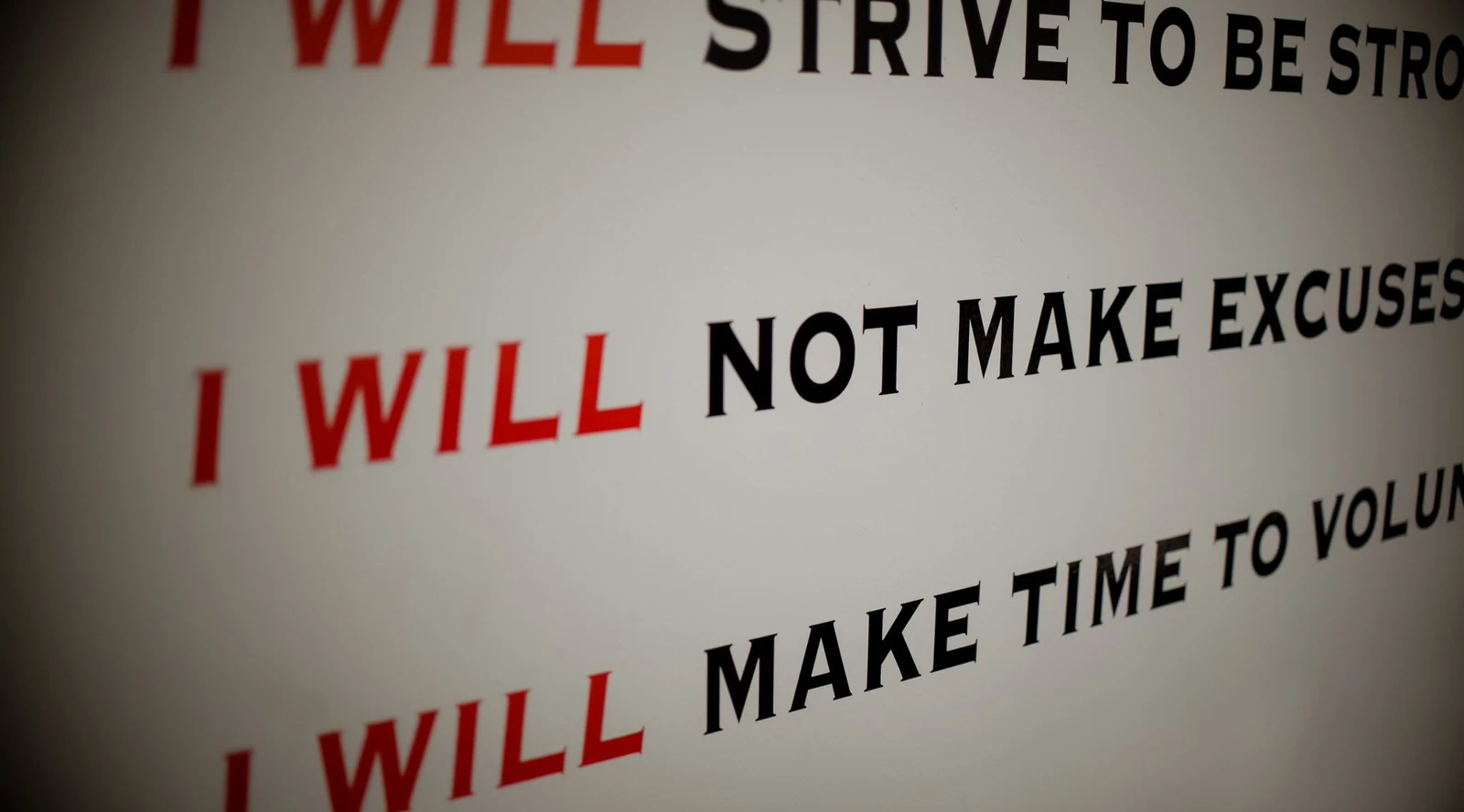 Motivational "I Will" affirmations painted on the wall at PSP3